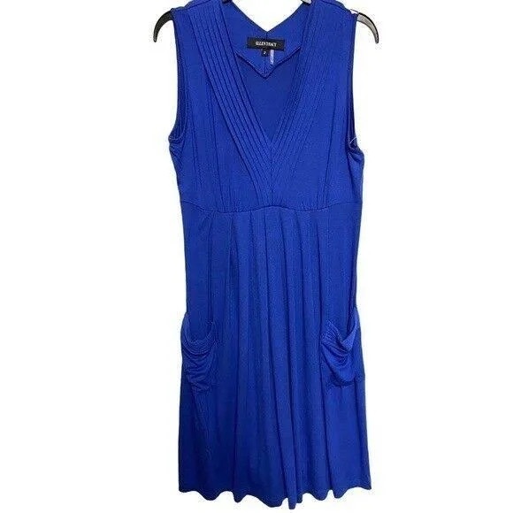 Ellen Tracy dress, royal blue, V neck with pockets - Picture 1 of 4